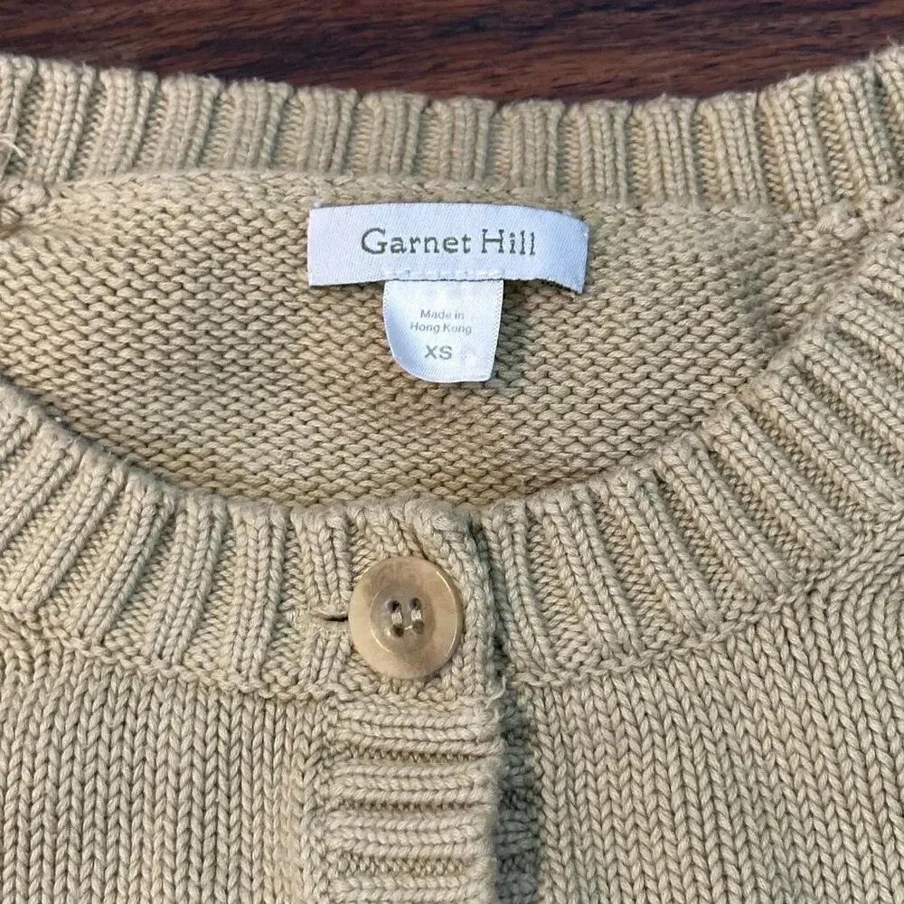 Garnet Hill Women's Button Front Crew Neck Knit Sweater Size XS